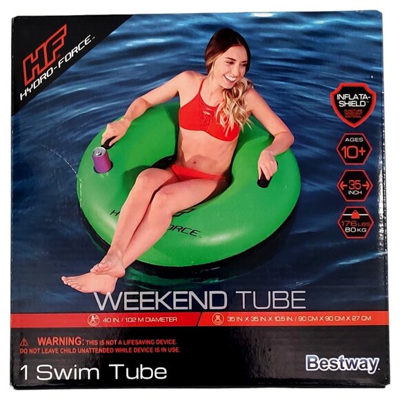 Hydro Force Bestway Weekend Swim Tube Inflatable Green 40" Diameter Aquatic Fun - Picture 1 of 9